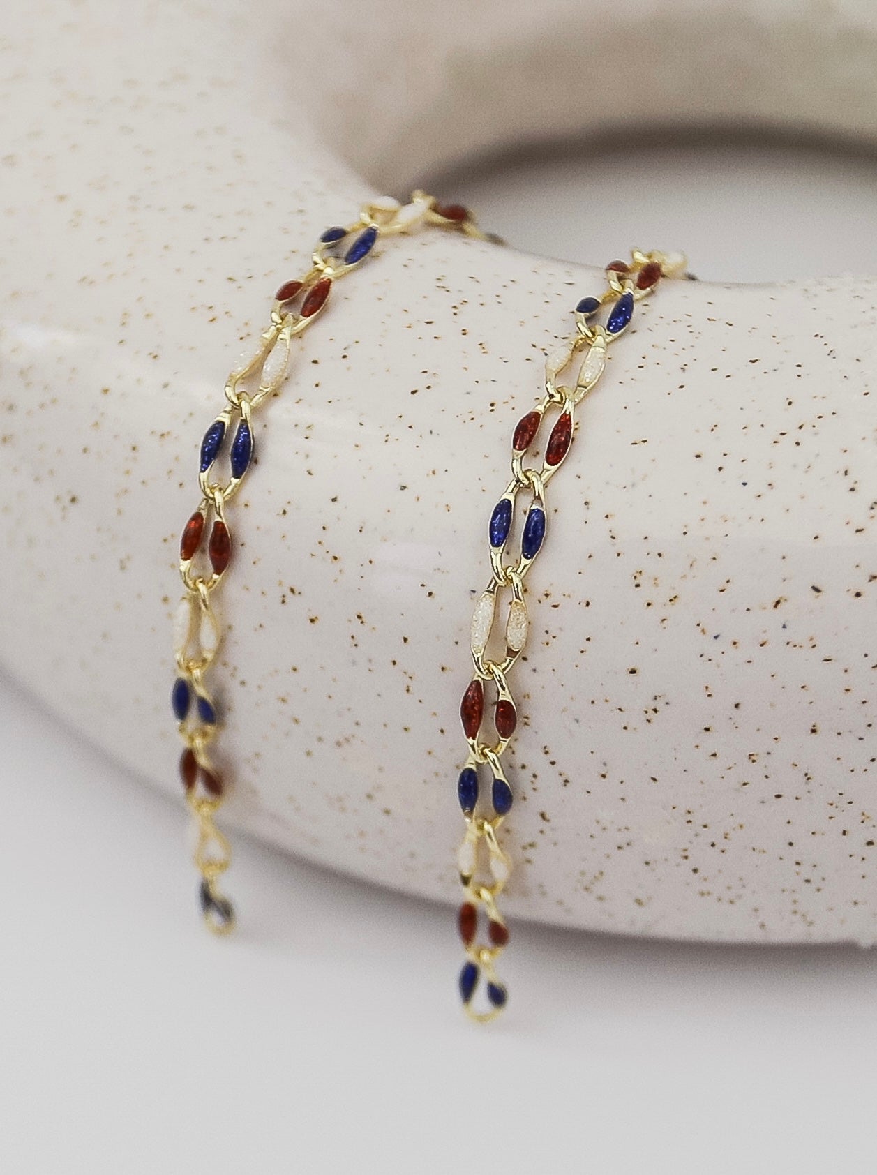 Plated Enamel Chain - Red White and Blue