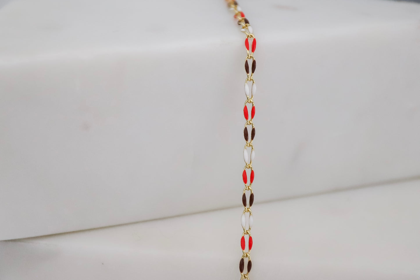 Plated Enamel Chain - Orange/Brown/White