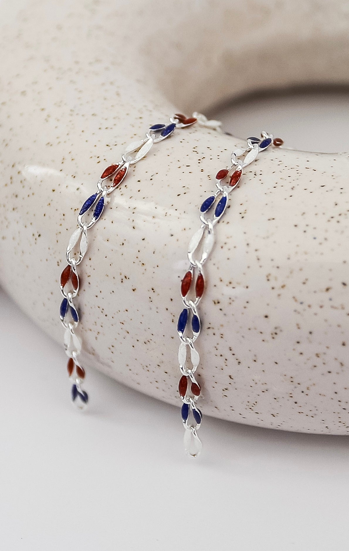 Plated Enamel Chain - Red White and Blue