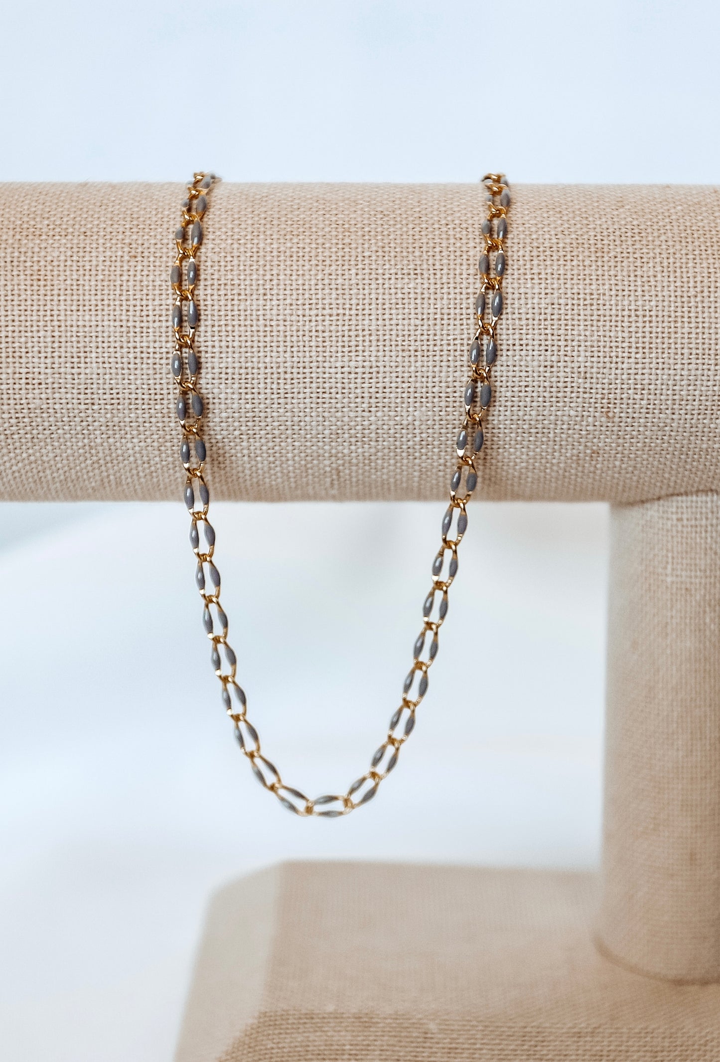 Gold Plated Enamel Chain - Gray
