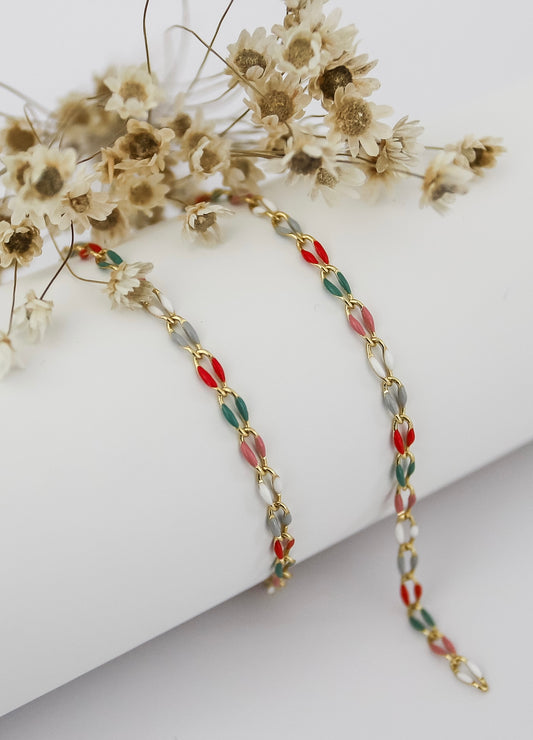 Gold Plated Enamel Chain - Watermelon Dream