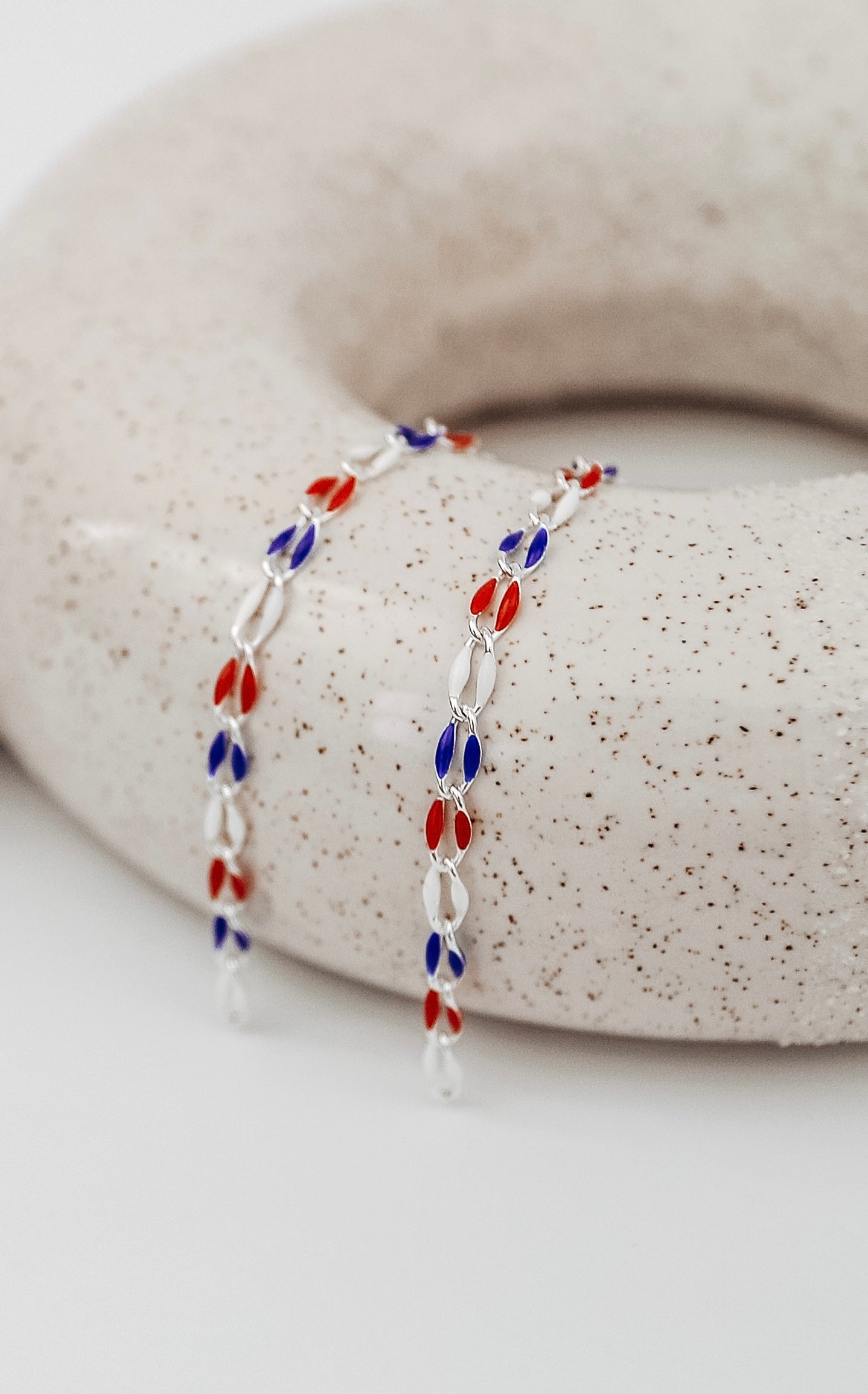 Plated Enamel Chain - Red White and Blue