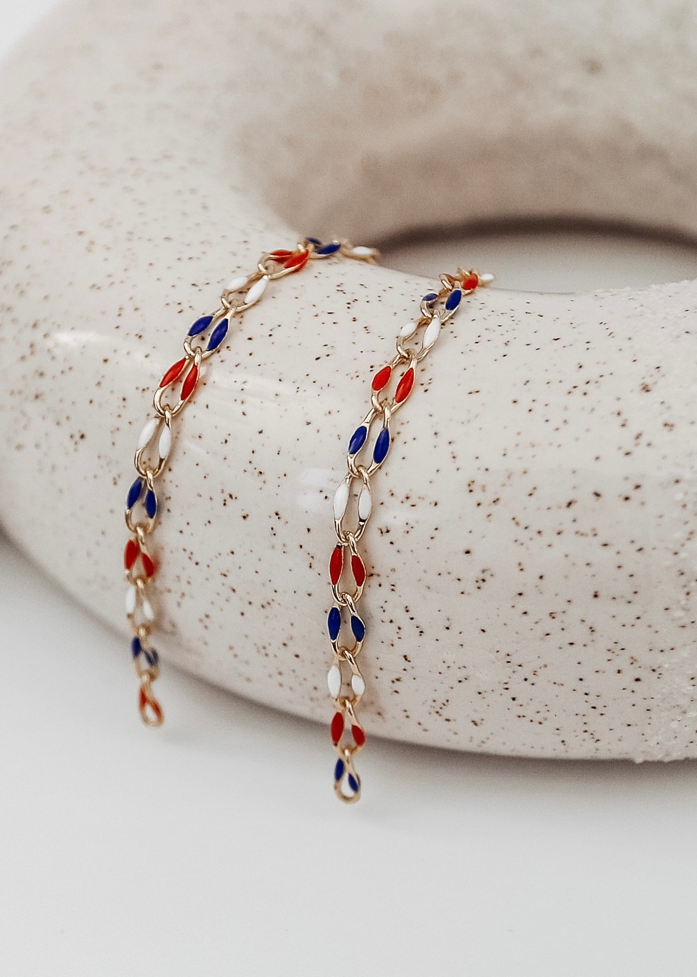 Plated Enamel Chain - Red White and Blue