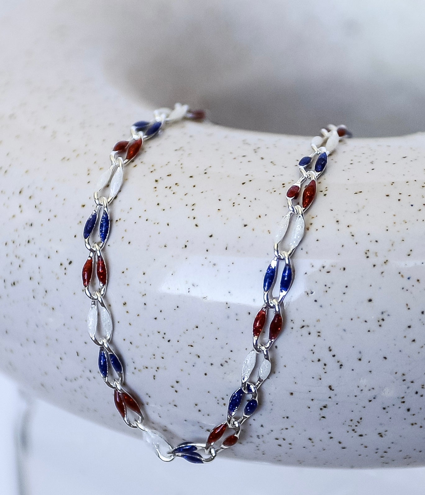 Plated Enamel Chain - Red White and Blue