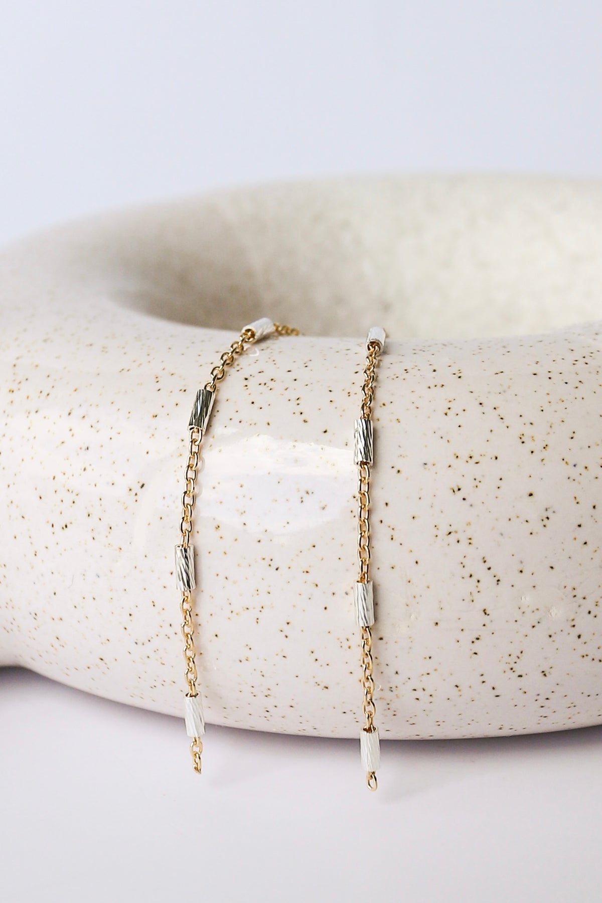 Mixed Metal Diamond Cut Tube Chain