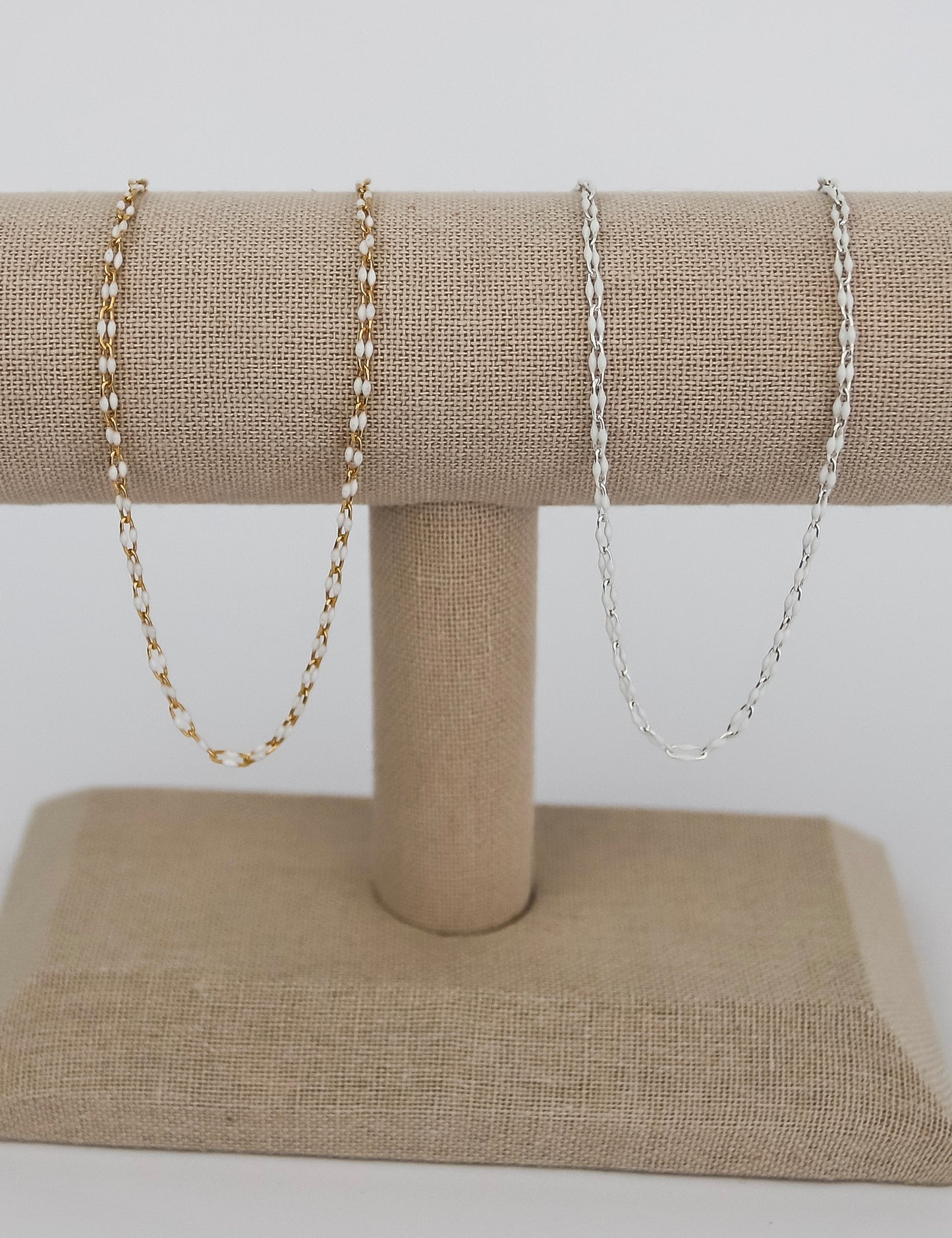 Enamel Paperclip Chain - White