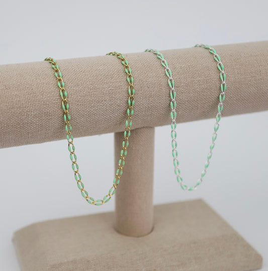 Plated Enamel Chain - Mint