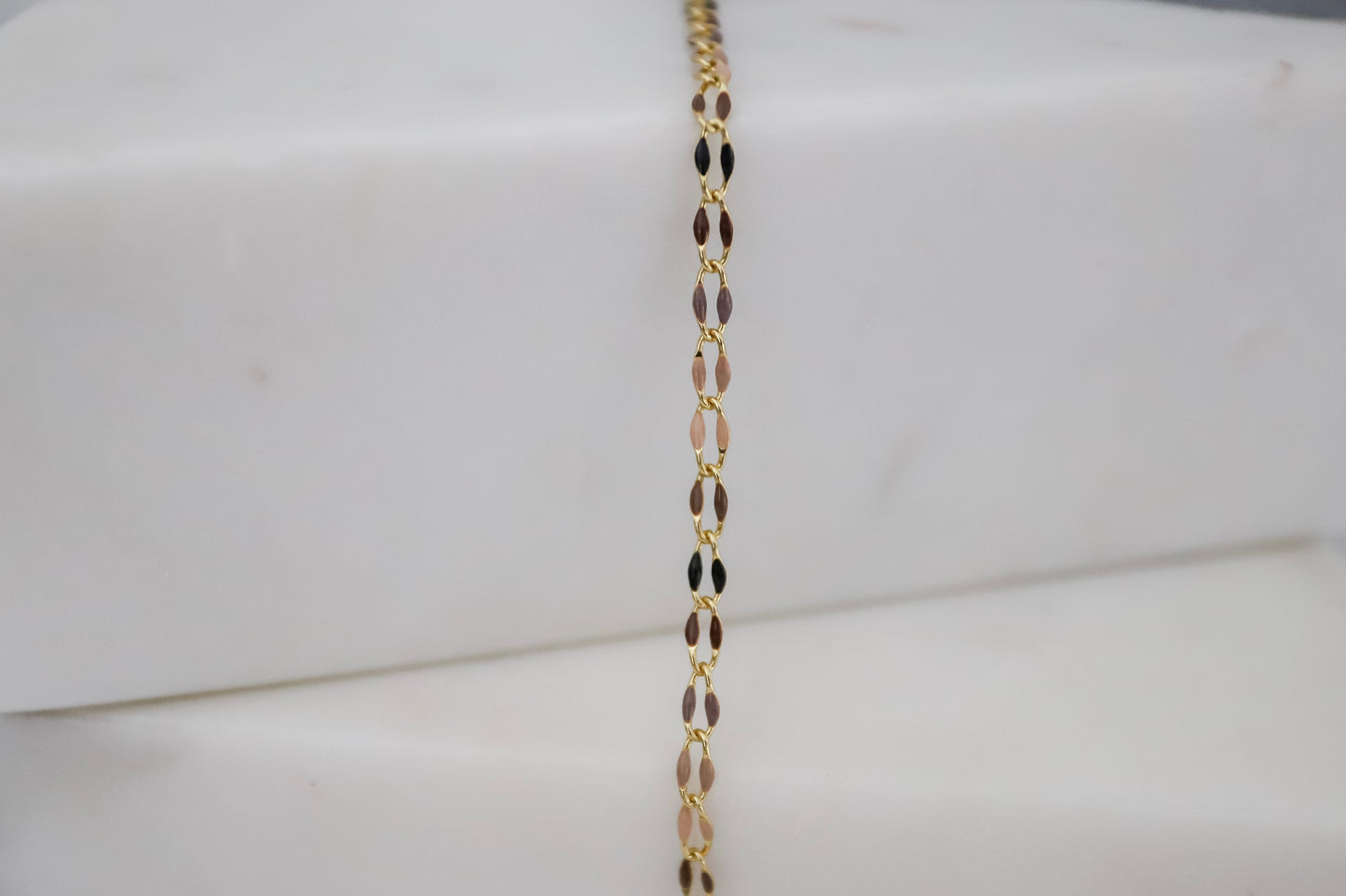 Plated Enamel Chain - Coffee Bean