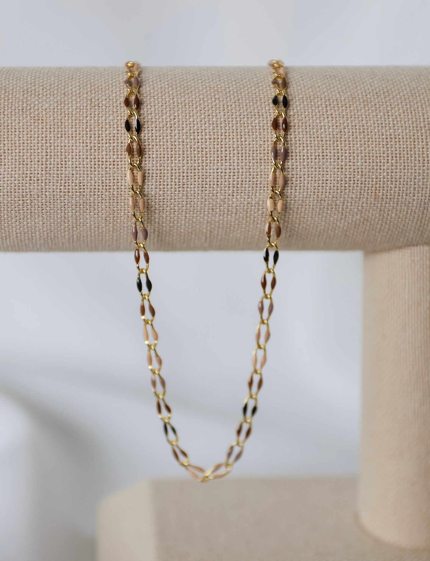 Plated Enamel Chain - Coffee Bean