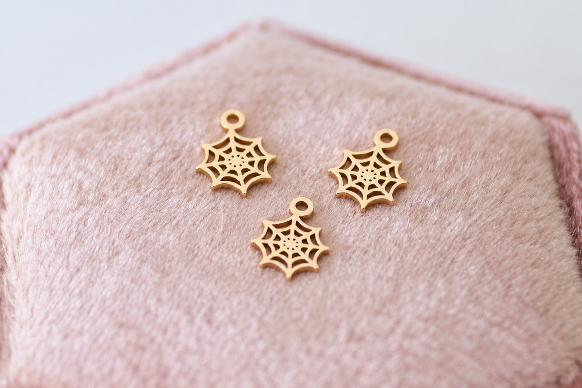 Tiny Spiderweb Charms (Set of 3)