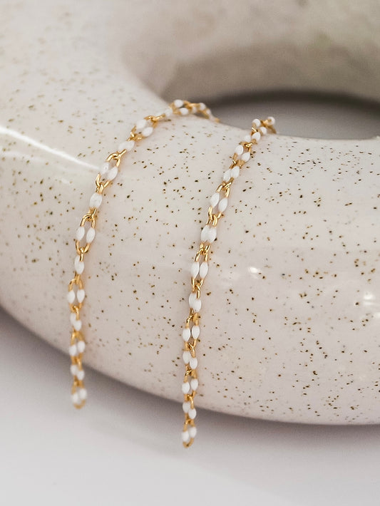 Enamel Paperclip Chain - White