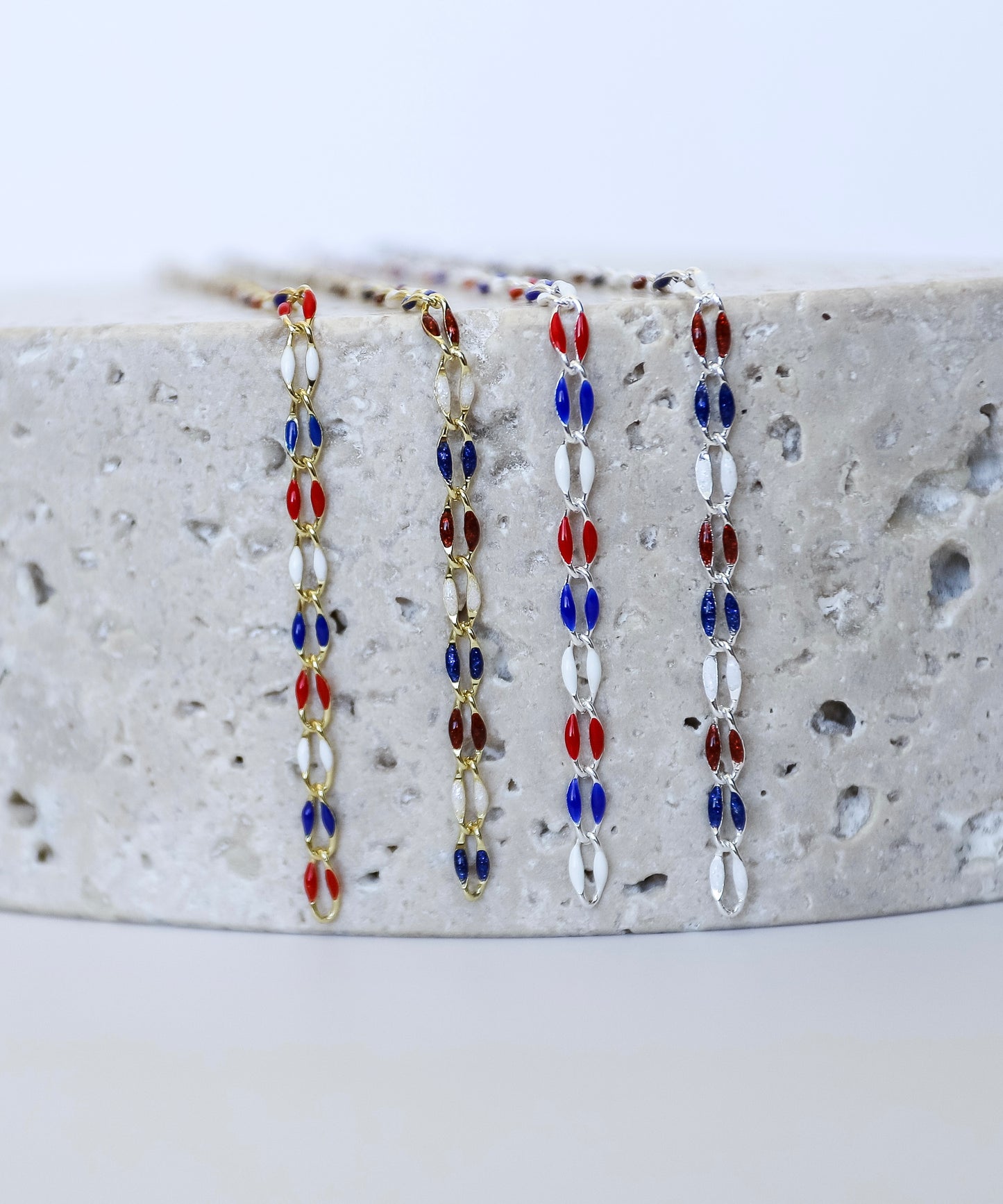 Plated Enamel Chain - Red White and Blue
