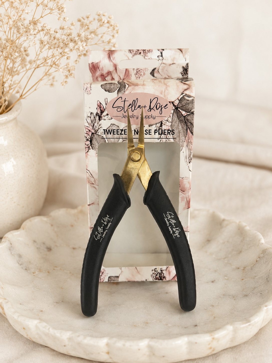 Tweezer Nose Pliers - Black & Gold