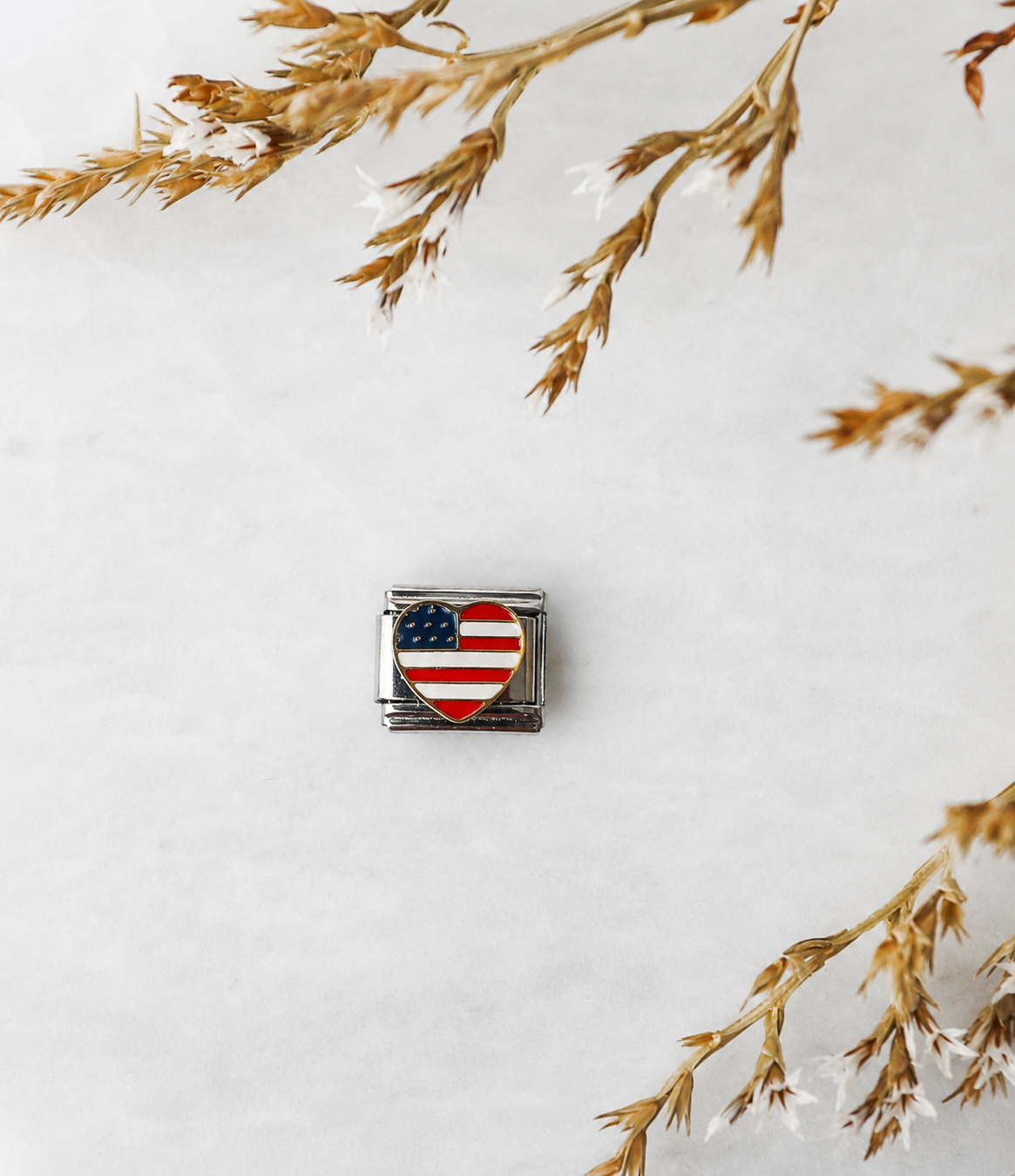 Italian Charm - American Flag - Heart