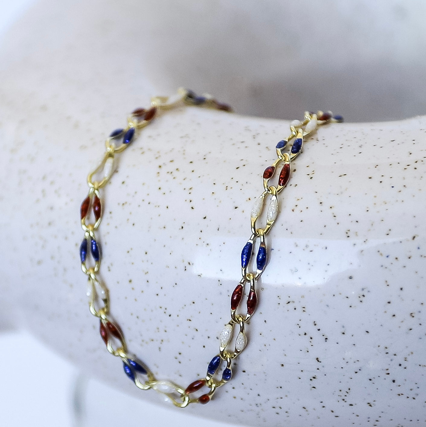 Plated Enamel Chain - Red White and Blue