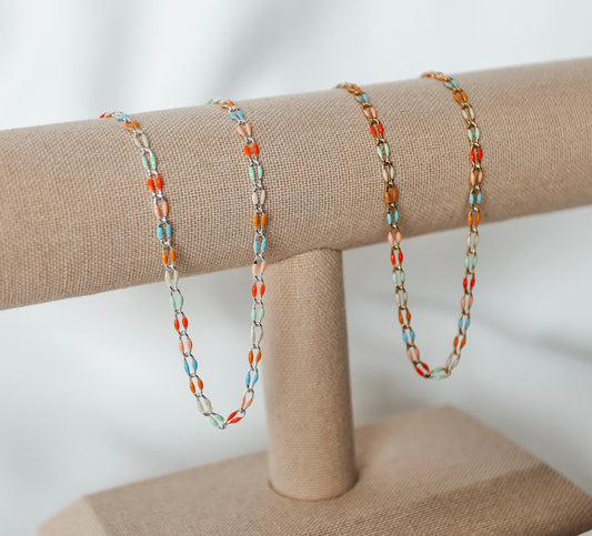 Plated Enamel Chain - Beach Babe