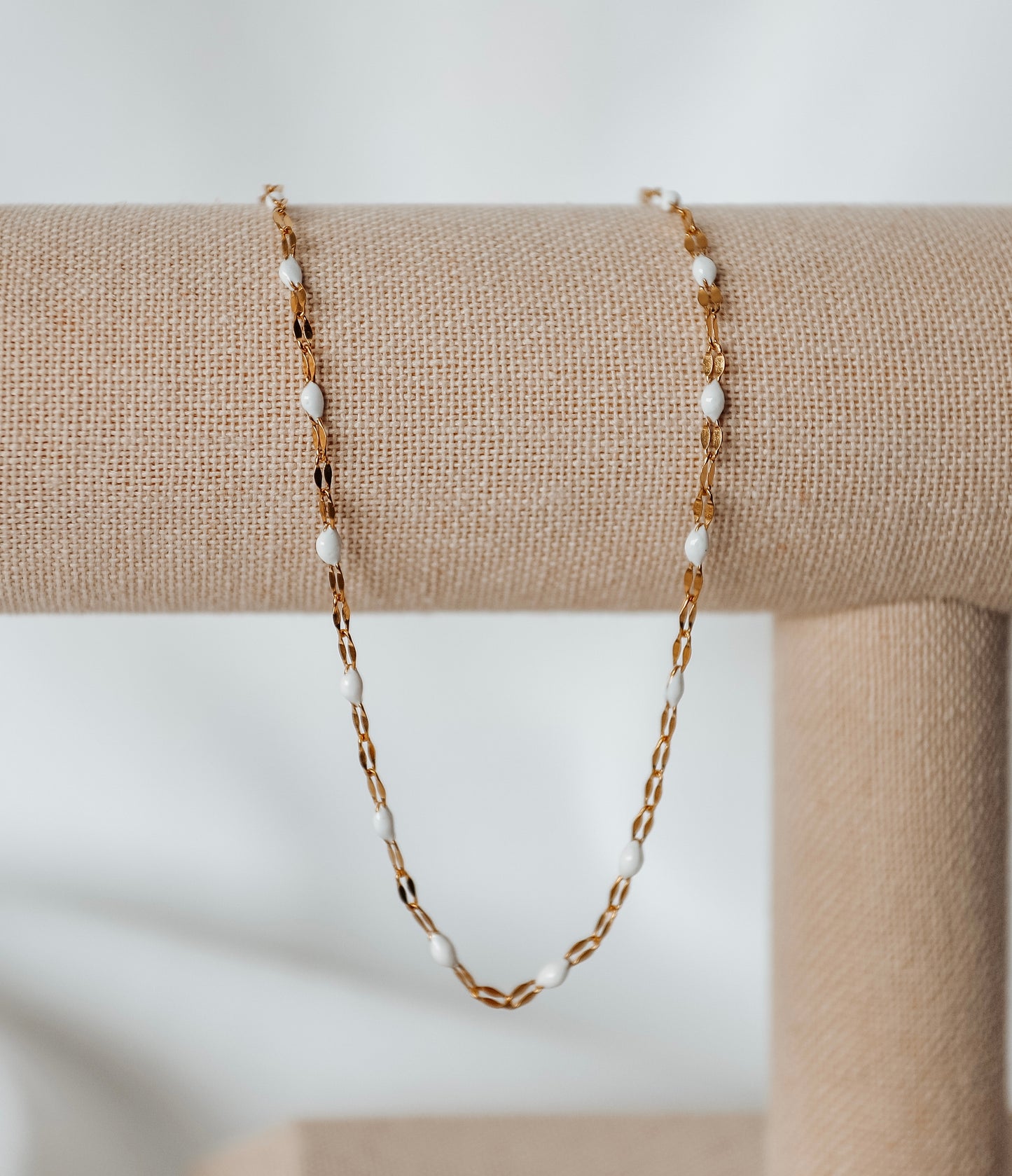 Plated Sequin Enamel Chain - White