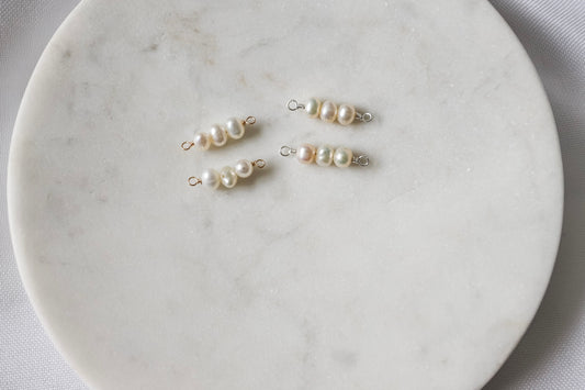 Fresh Water Pearl Connector - Triple Pearl (Set of 3)