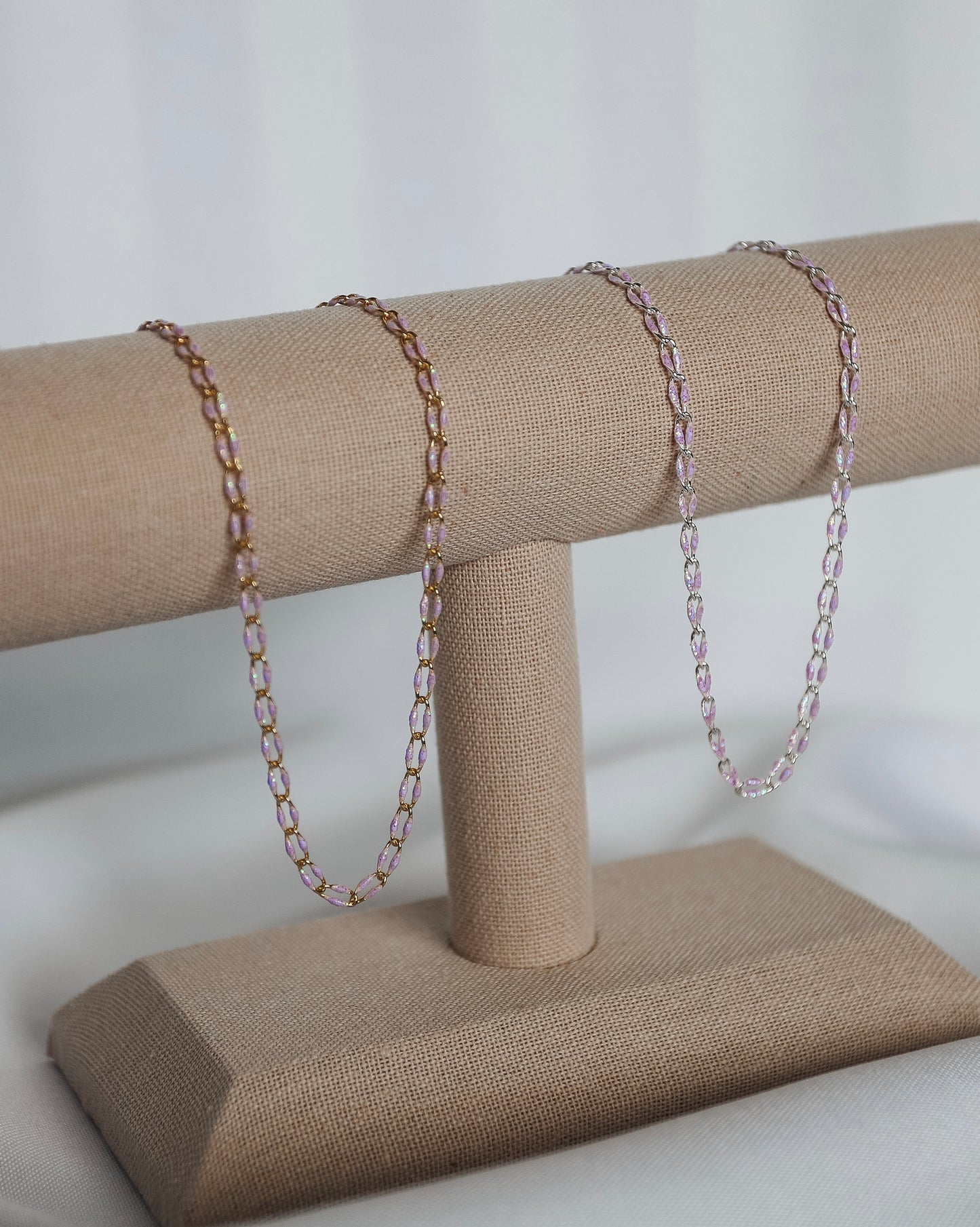 Plated Enamel Chain - Purple Glitter