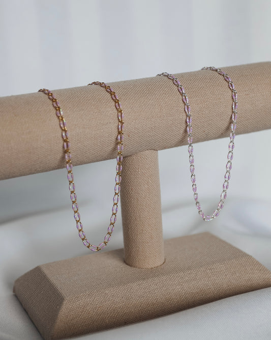 Plated Enamel Chain - Purple Glitter