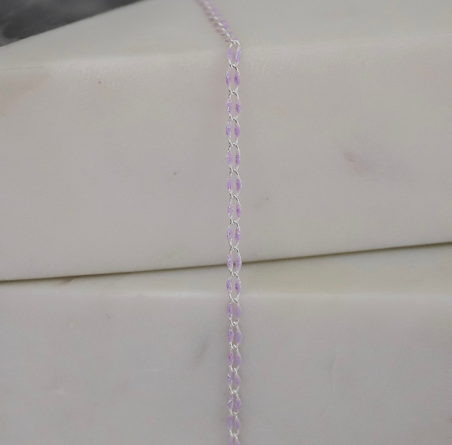 Plated Enamel Chain - Purple Glitter