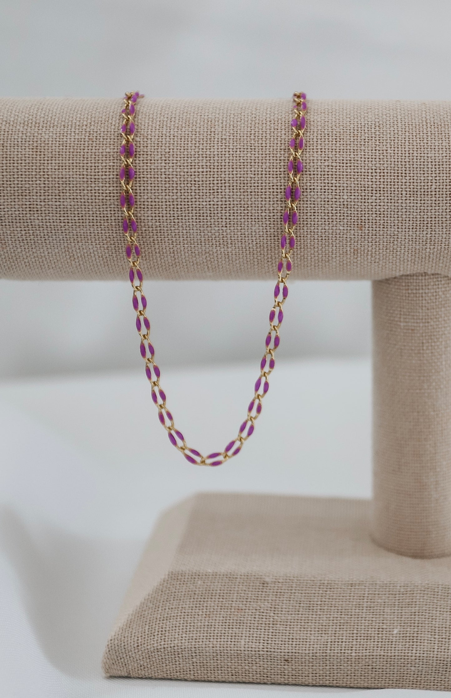Gold Plated Enamel Chain - Purple