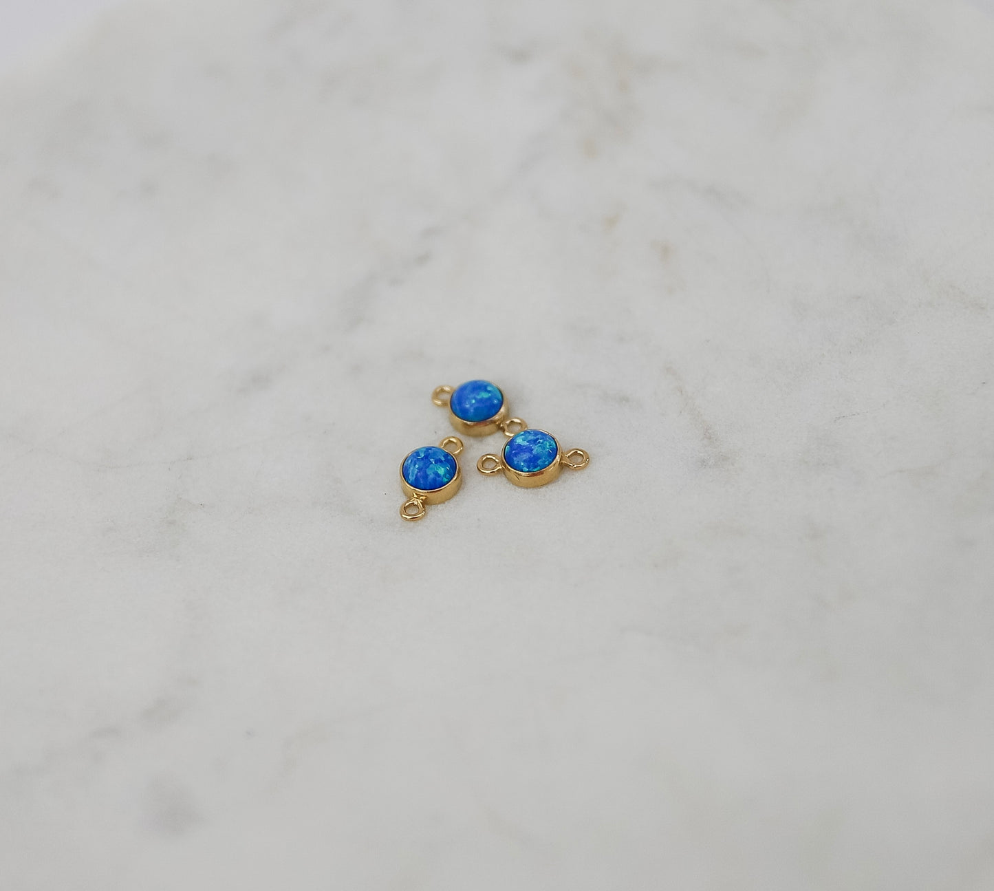 4mm Blue Opal Connectors (Set of 3)