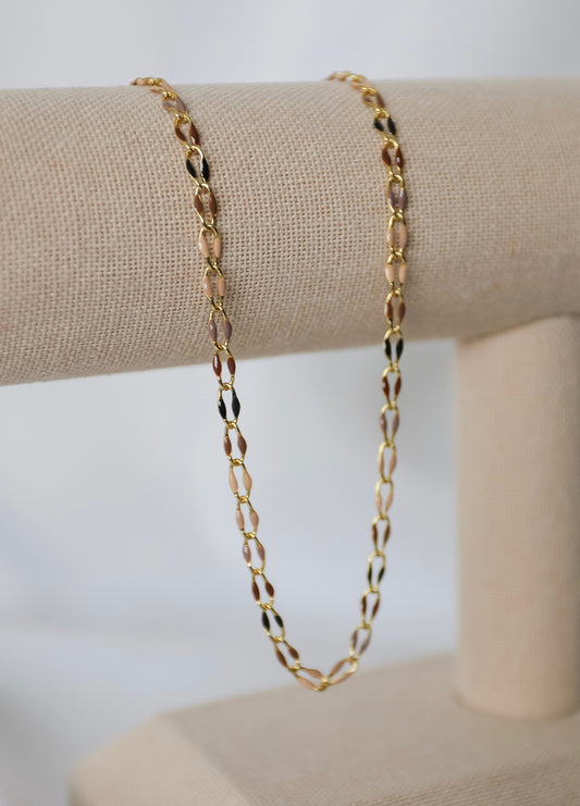 Plated Enamel Chain - Coffee Bean