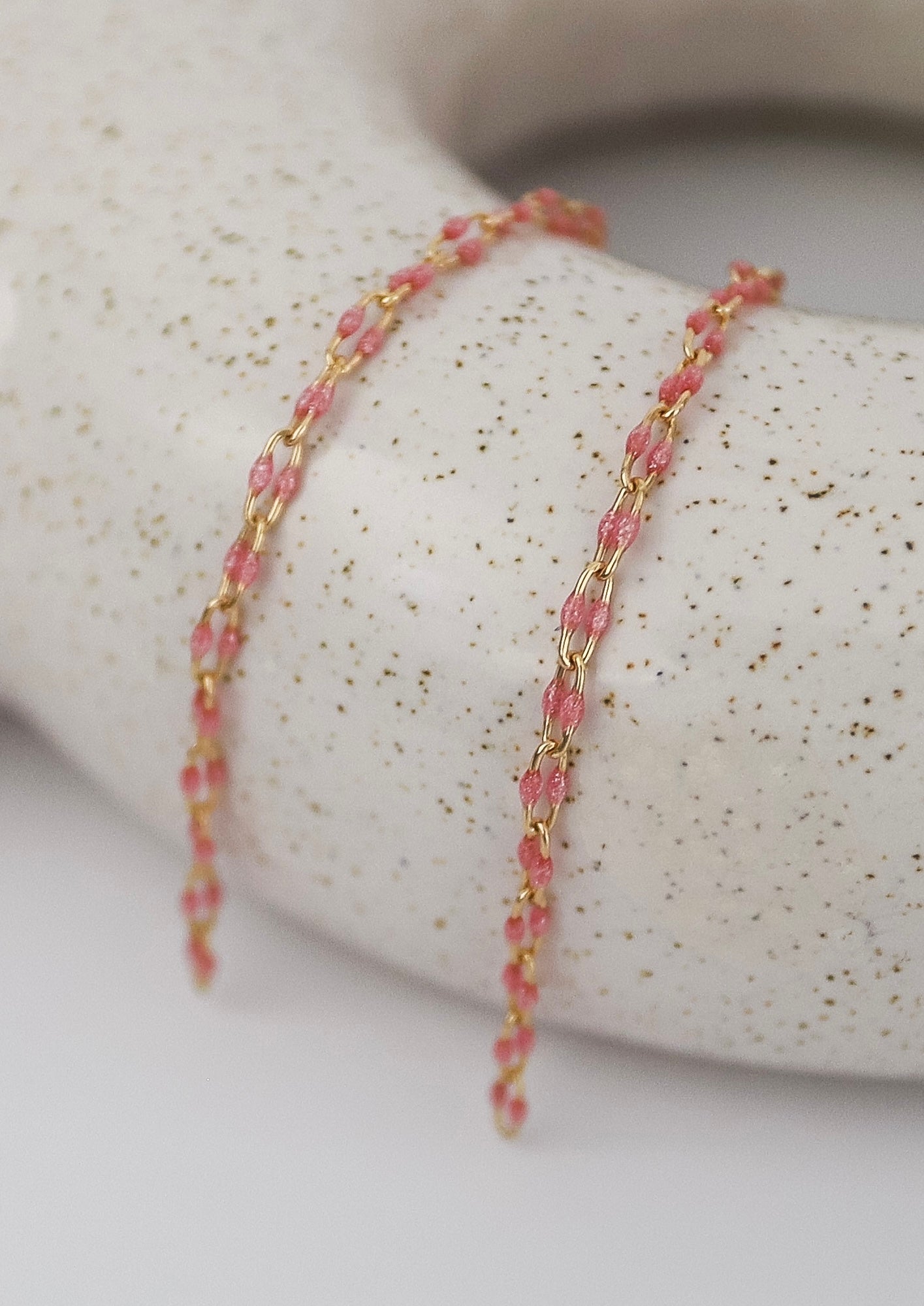 Enamel Paperclip Chain - Pink Glitter