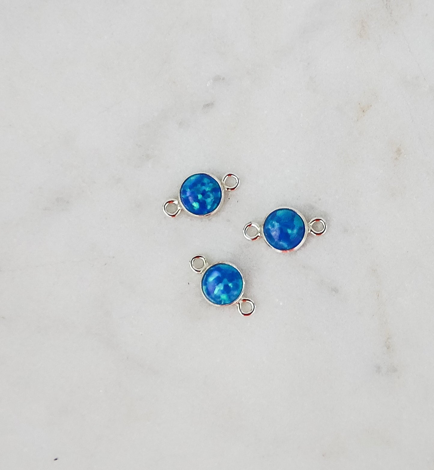 4mm Blue Opal Connectors (Set of 3)