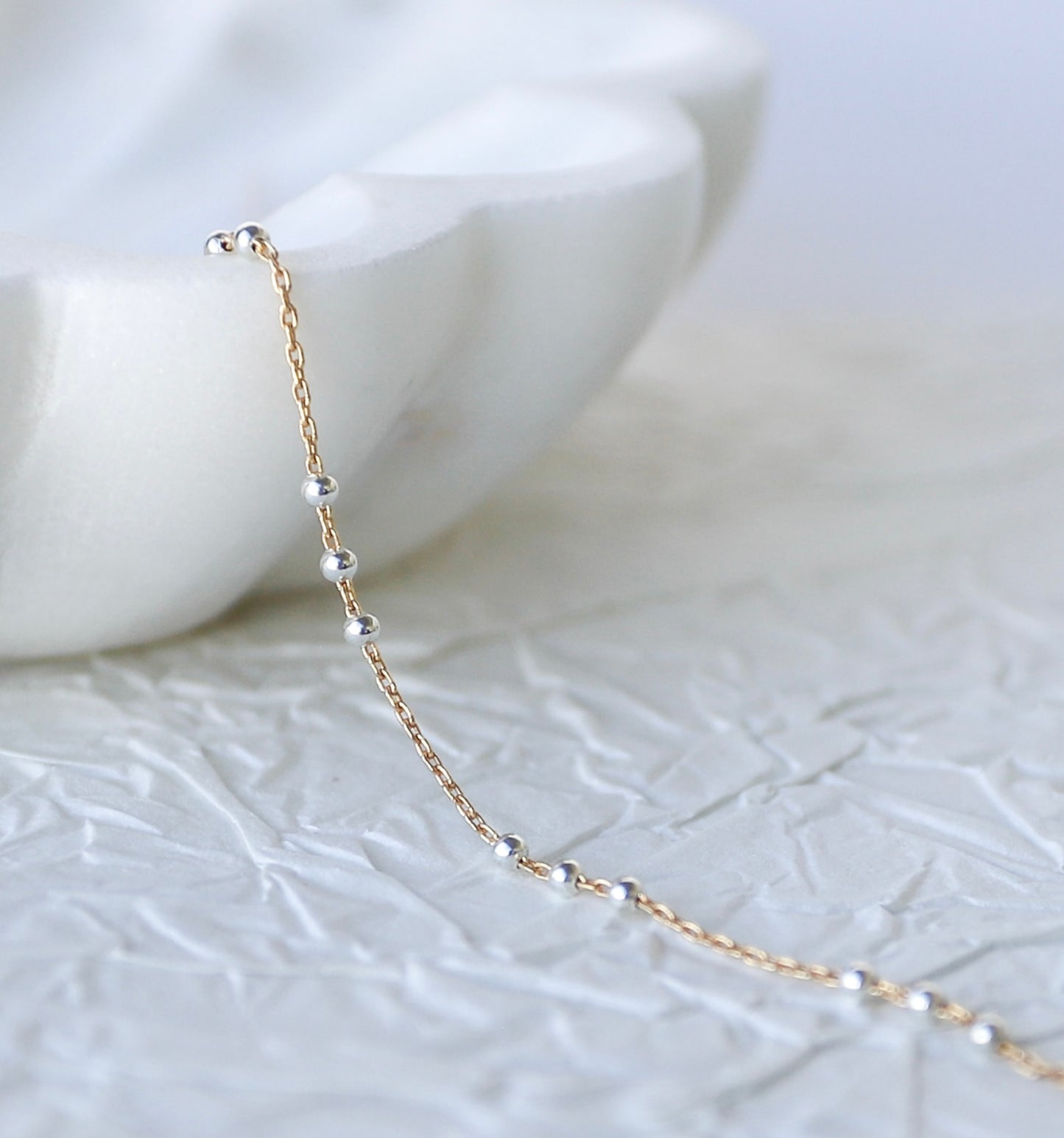 3 Bead Mixed Metal Satellite Chain - SMALL- Read Description