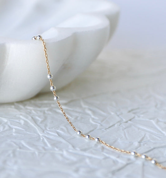 3 Bead Mixed Metal Satellite Chain - SMALL- Read Description