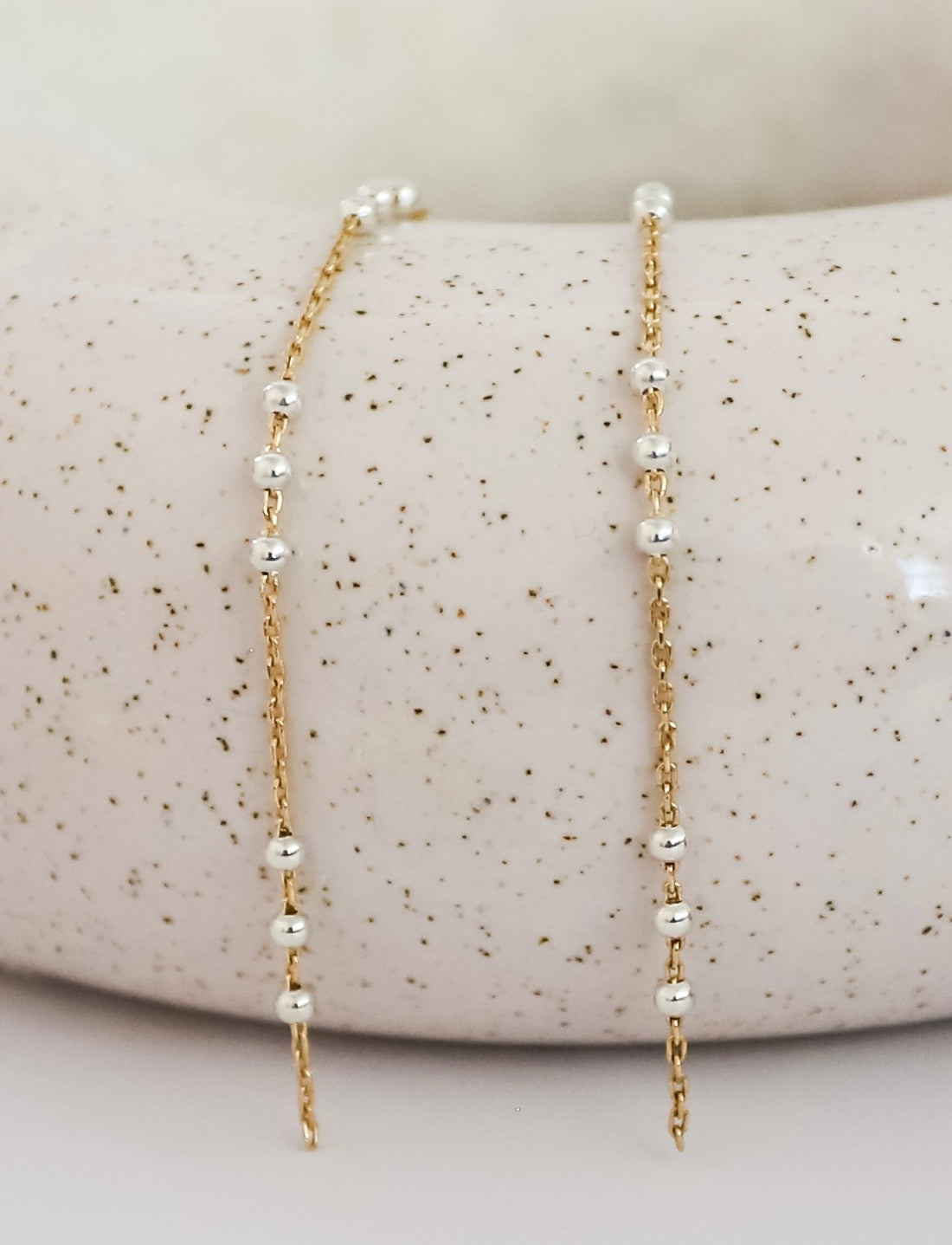3 Bead Mixed Metal Satellite Chain - SMALL- Read Description