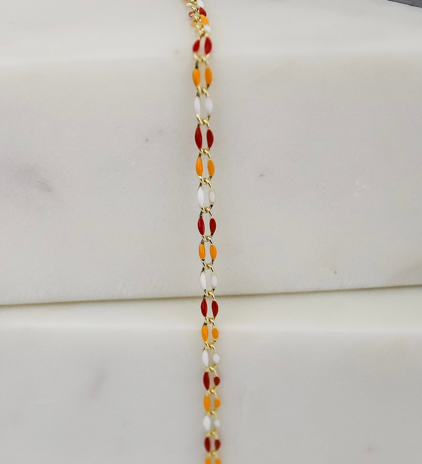 Plated Enamel Chain - White/Red/Yellow