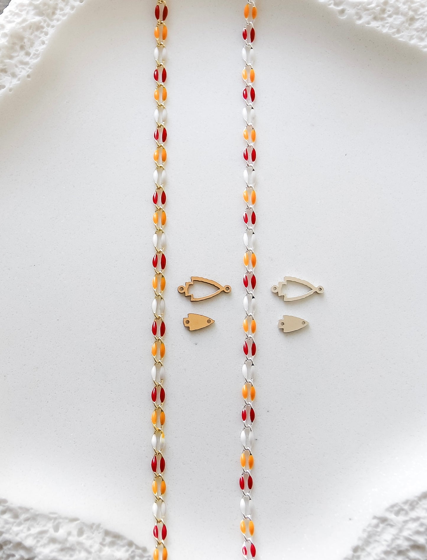 Plated Enamel Chain - White/Red/Yellow