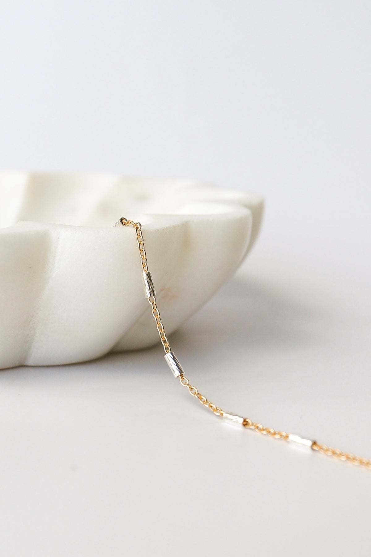 Mixed Metal Diamond Cut Tube Chain