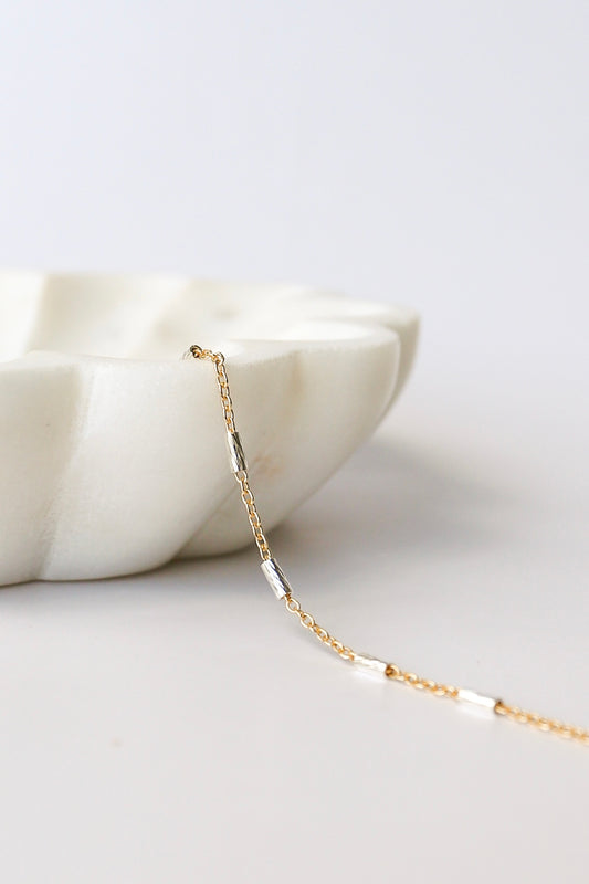 Mixed Metal Diamond Cut Tube Chain