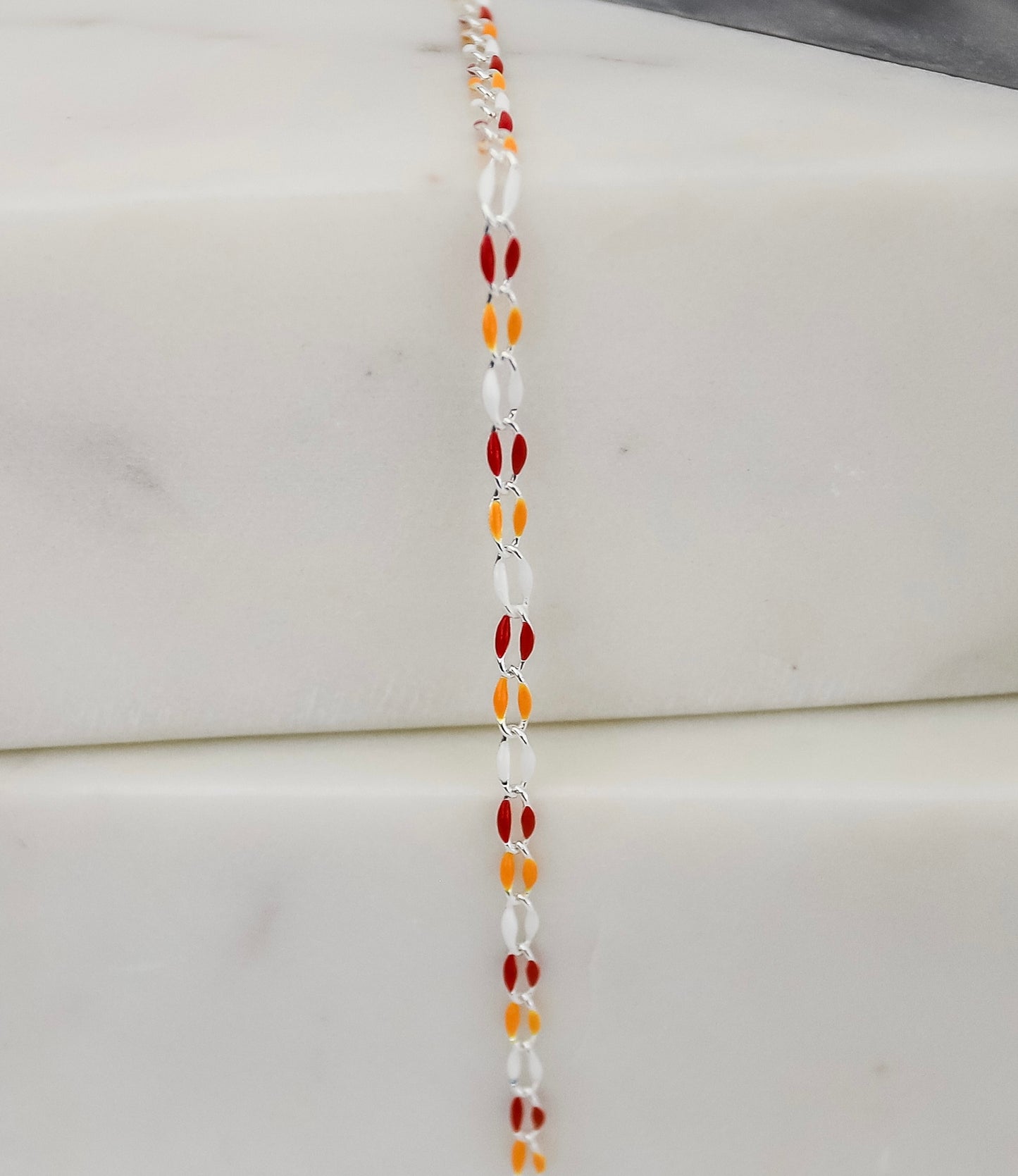 Plated Enamel Chain - White/Red/Yellow