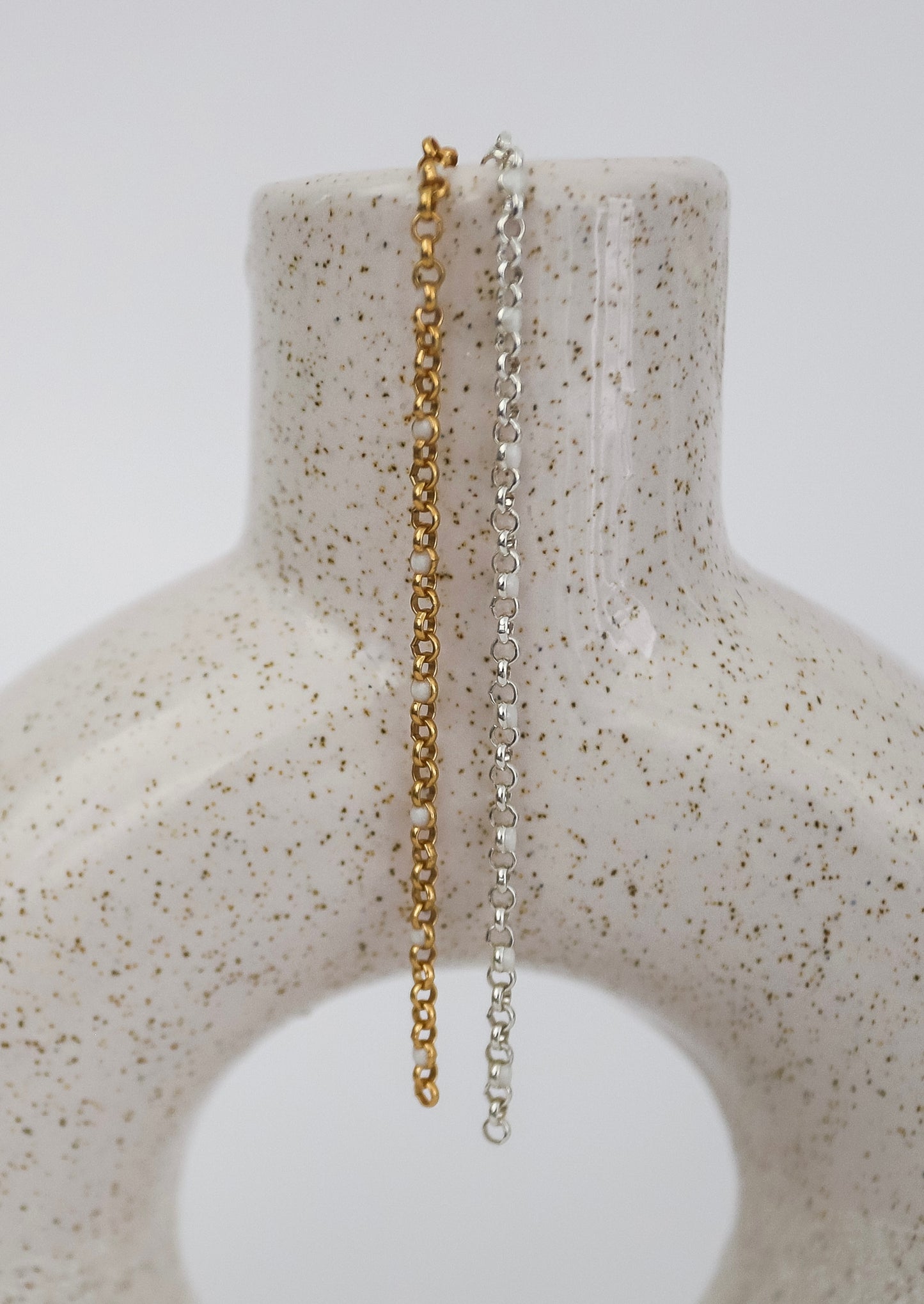 Enamel Rolo Chain - Pearlized White