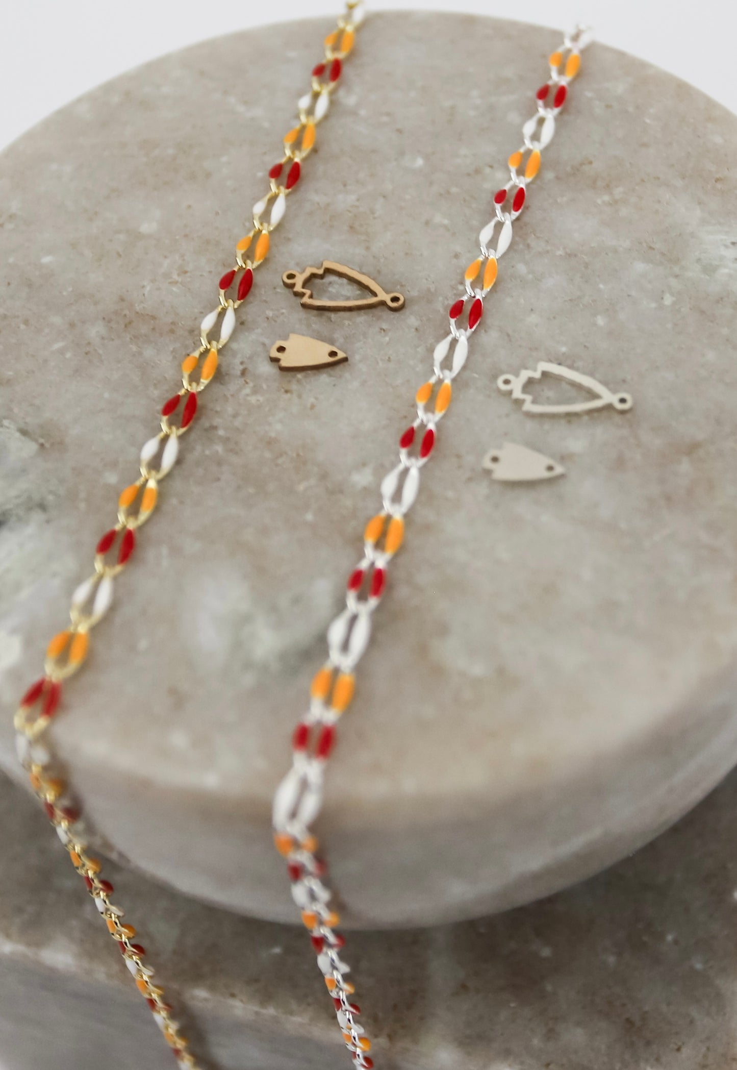 Plated Enamel Chain - White/Red/Yellow