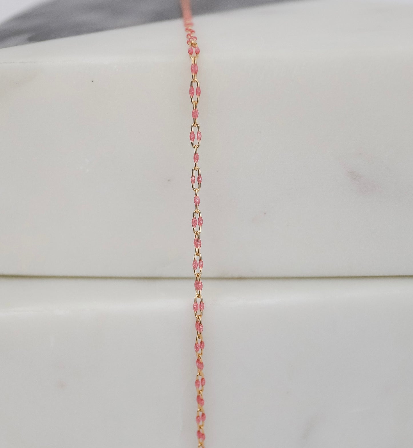 Enamel Paperclip Chain - Pink Glitter