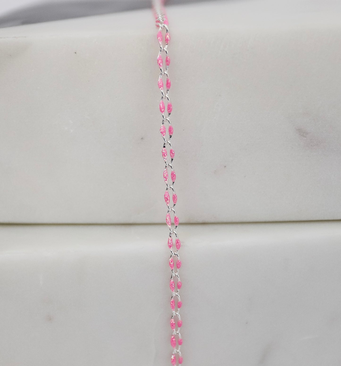 Plated Enamel Chain - Pink Glitter