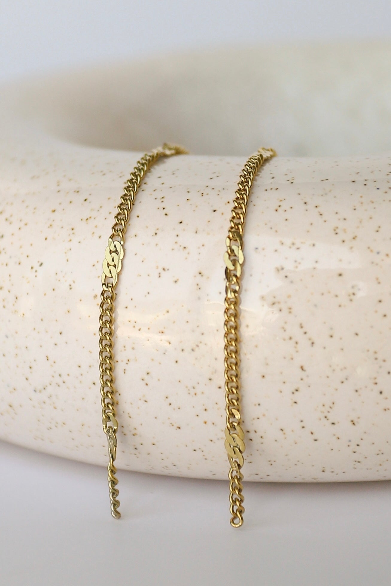 Station Curb Stainless Steel Chain - 14k PVD Plating