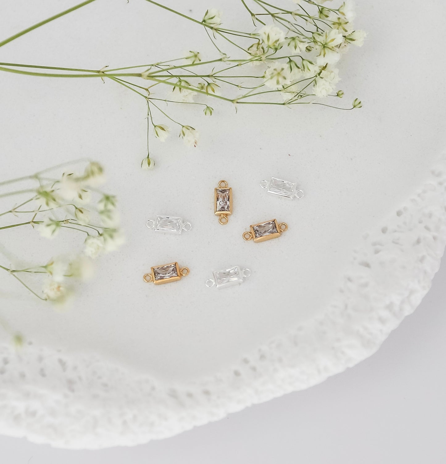 5mm Rectangle Bezel Connectors (Set of 3)