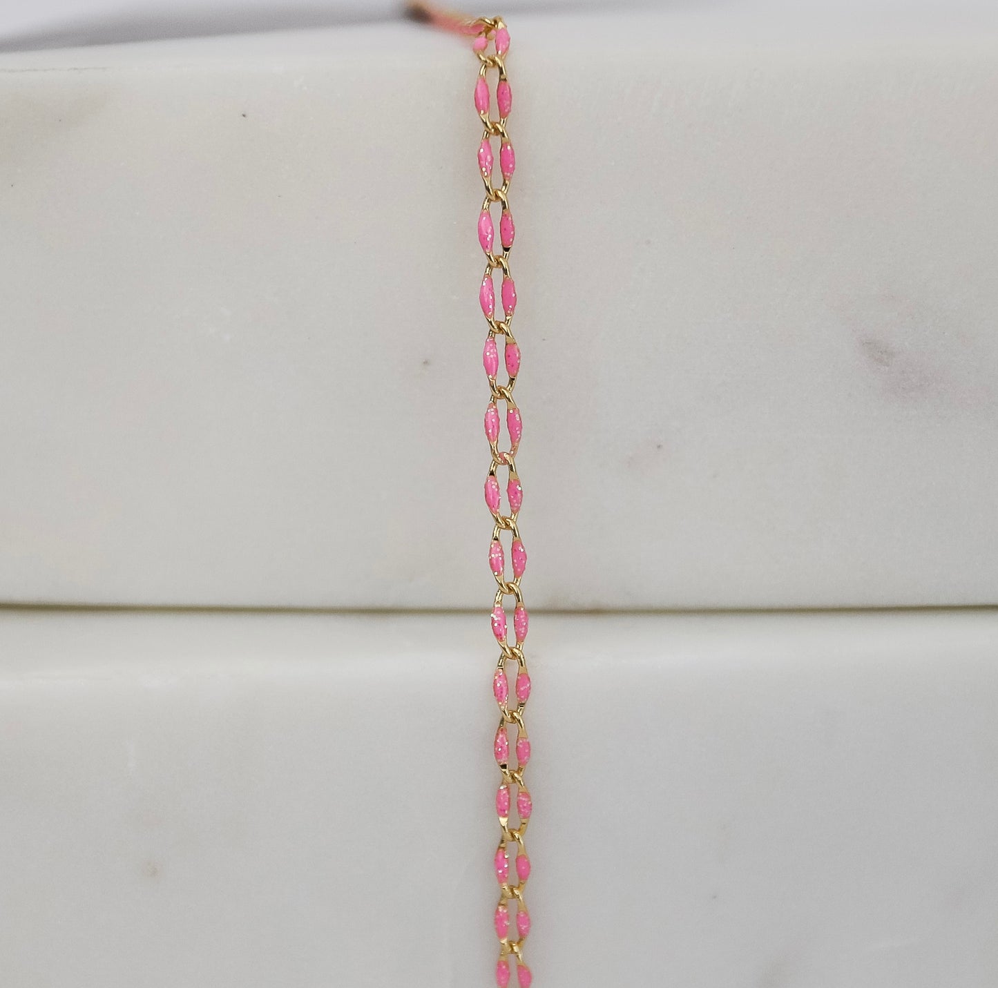 Plated Enamel Chain - Pink Glitter