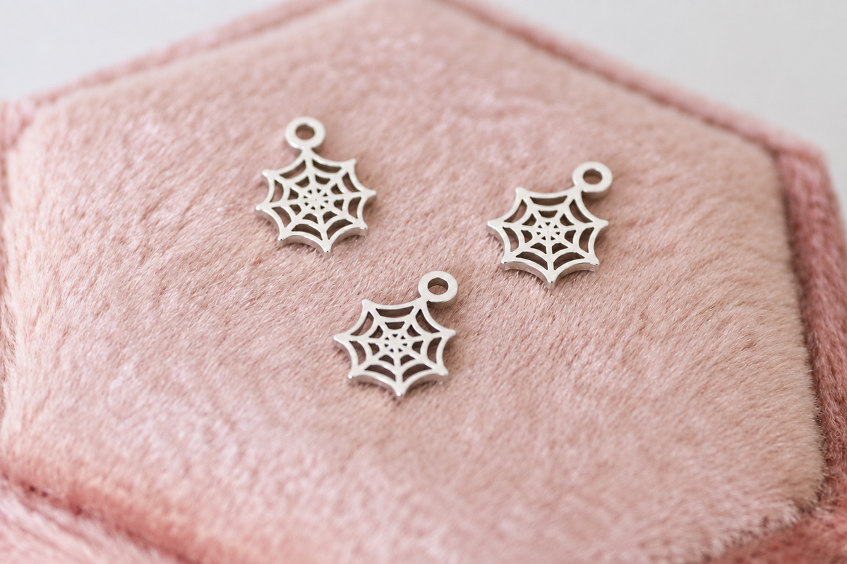 Tiny Spiderweb Charms (Set of 3)