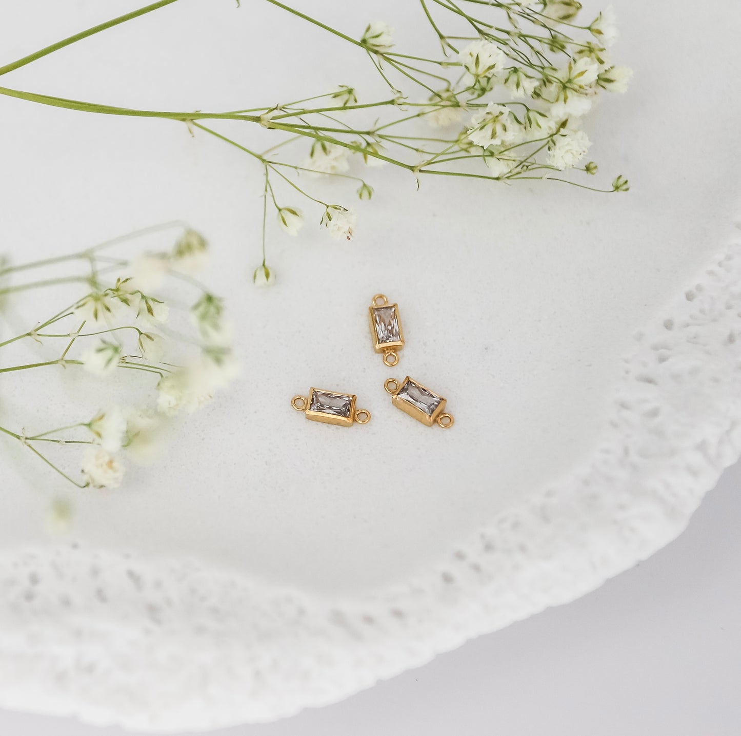 5mm Rectangle Bezel Connectors (Set of 3)