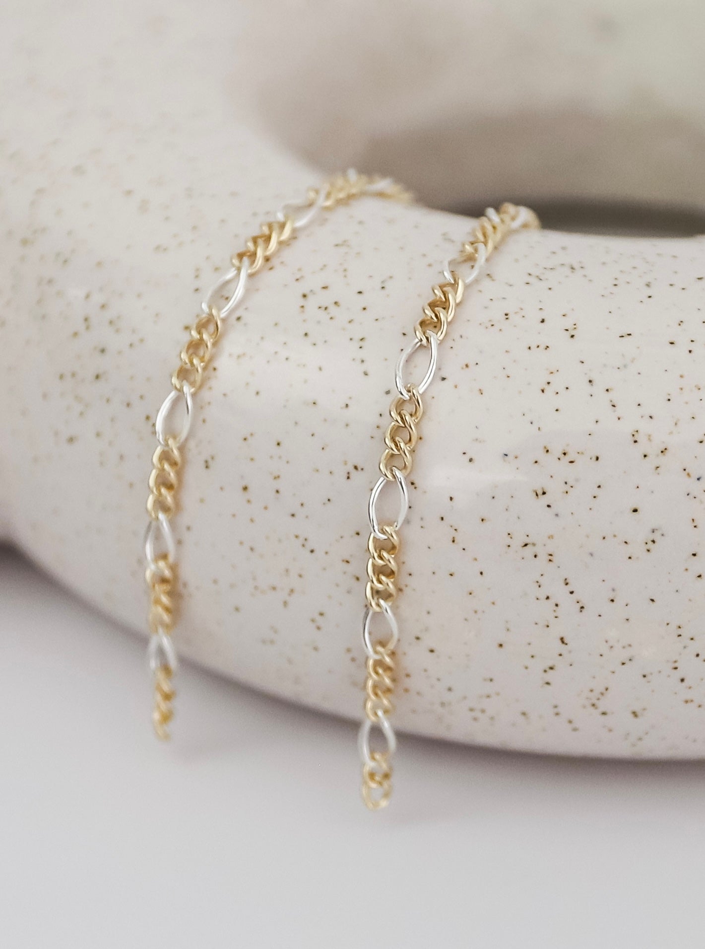 Mixed Metal 3+1 Figaro Chain