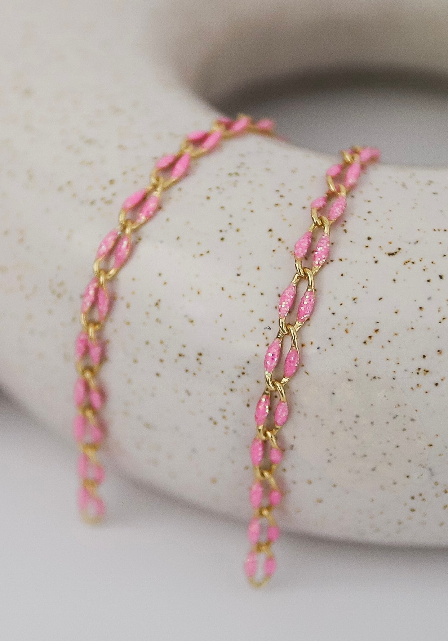 Plated Enamel Chain - Pink Glitter