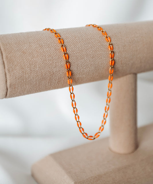 Plated Enamel Chain - Orange